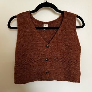 Brown Knit Button Up Sweater Vest